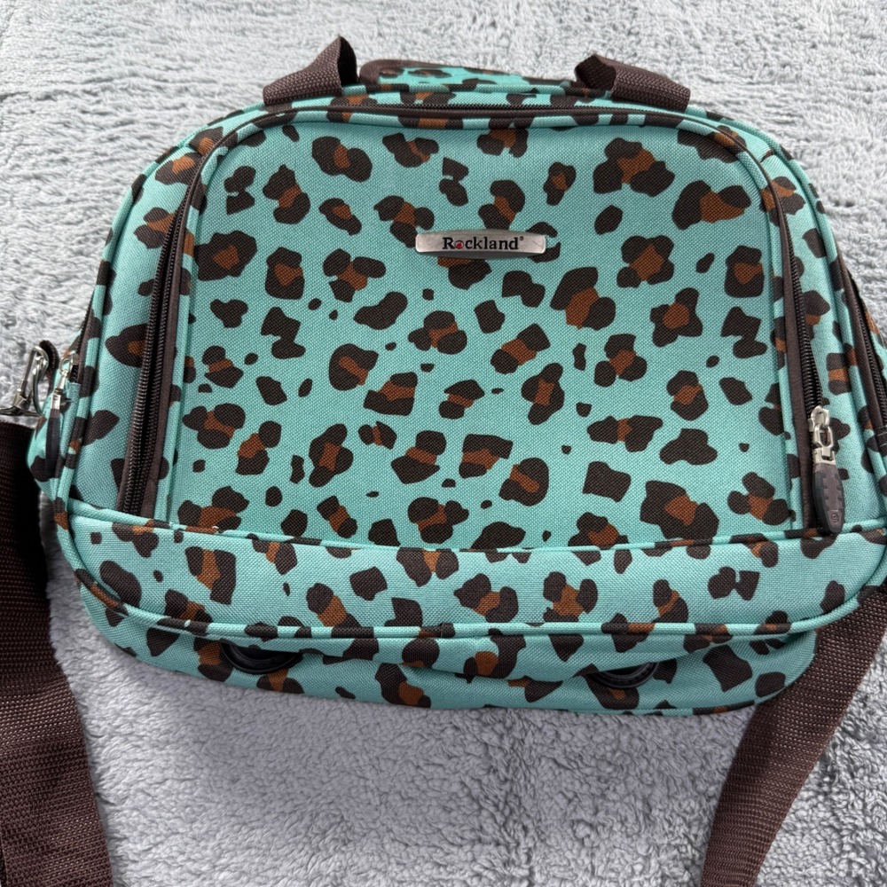 Rockland Teal Leopard Print Travel Tote Bag Carry On Shoulder Strap Animal Print